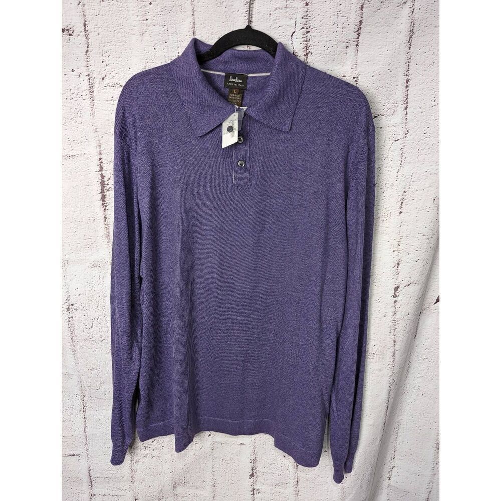 Neiman Marcus Polo Mens L Lavender Purple Cotton Rayon Italy Collared Button Shi